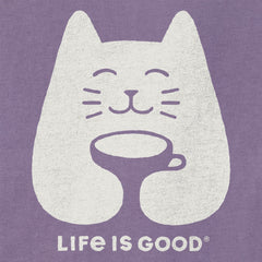 Women's Cat with Coffee Short Sleeve Crusher Tee