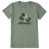 Women's A Beach Sunset Short Sleeve Crusher Tee