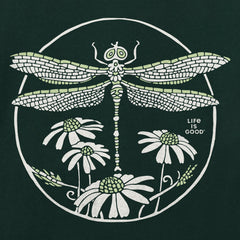 Women's Dragonfly Among Flowers Short Sleeve Crusher Tee