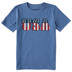 Kids Red White and USA Short Sleeve Crusher Tee