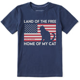 Kids Land of the Free Home of My Cat Short Sleeve Crusher Tee
