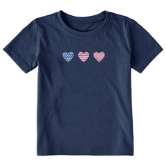 Three American Hearts Short Sleeve Toddler Crusher Tee