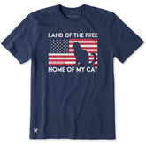 Men's Land of the Free Home of My Cat Short Sleeve Crusher Tee