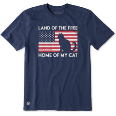 Men's Land of the Free Home of My Cat Short Sleeve Crusher Tee