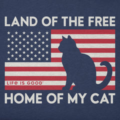Men's Land of the Free Home of My Cat Short Sleeve Crusher Tee