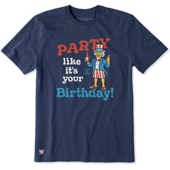 Men's Party Like It's Your Birthday Uncle Sam Short Sleeve Crusher Tee