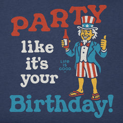 Men's Party Like It's Your Birthday Uncle Sam Short Sleeve Crusher Tee
