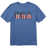 Men's Red White and USA Short Sleeve Crusher Tee