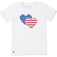Women's Flag Heart Duo Short Sleeve Crusher Tee