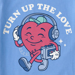 Kids Turn Up the Love Heart Mascot Short Sleeve Crusher Tee