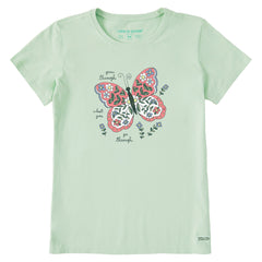 Women's Doodle Butterfly Grow Through Short Sleeve Crusher Tee