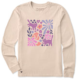 Women's Cats in Flower Field Long Sleeve Crusher Tee