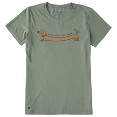 Women's Lengthen Your Spine Dachshund Short Sleeve Crusher Tee