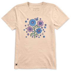Women's A Butterfly Among Flowers Short Sleeve Crusher Tee