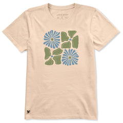Women's Four Flower Grid Short Sleeve Crusher Tee