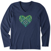 Women's Celtic Heart Long Sleeve Crusher Vee