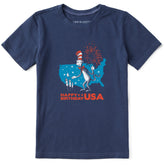Kids Happy Birthday USA Cat in the Hat Short Sleeve Crusher Tee