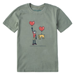 Kids Jake and Rocket Love Balloons Short Sleeve Crusher Tee