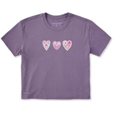 Women's Doodle Heart Trio Short Sleeve Crusher Boxy Tee