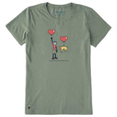 Women's Jake and Rocket Love Balloons Short Sleeve Crusher Tee