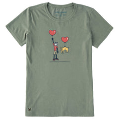Women's Jake and Rocket Love Balloons Short Sleeve Crusher Tee
