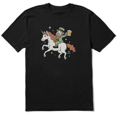 Men's Leprechaun on Unicorn Short Sleeve Crusher Tee