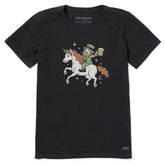 Women's Leprechaun on Unicorn Short Sleeve Crusher Tee