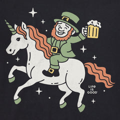 Women's Leprechaun on Unicorn Short Sleeve Crusher Tee