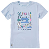 Women's I'll Be in My Office Sewing Short Sleeve Crusher Tee