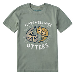 Kids Plays Well With Otters Short Sleeve Crusher Tee