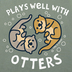 Kids Plays Well With Otters Short Sleeve Crusher Tee