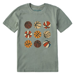 Kids Basketball Grid Short Sleeve Crusher Tee