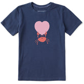 Kids Crab with Heart Short Sleeve Crusher Tee