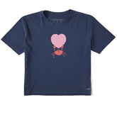Women's Crab with Heart Short Sleeve Crusher Boxy Tee