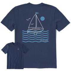 Men's Sailboat on Waves Short Sleeve Crusher Tee