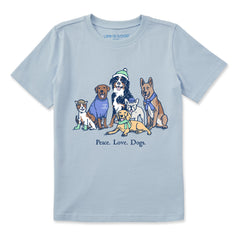 Kids Peace Love Dogs Winter Short Sleeve Crusher Tee
