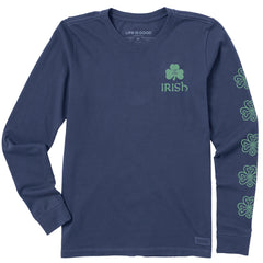 Women's Irish Clover Stack Long Sleeve Crusher Tee