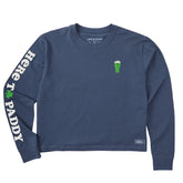 Women's Green Beer Long Sleeve Crusher Boxy Tee