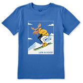Kids Downhill Ski Moose Short Sleeve Crusher Tee