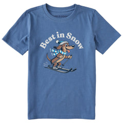 Kids Best in Snow Dachshund Short Sleeve Crusher Tee