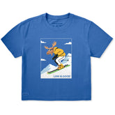 Women's Downhill Ski Moose Short Sleeve Crusher Boxy Tee