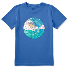 Kids Ocean Sun Tie Dye Short Sleeve Crusher Tee