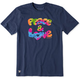 Men's Peace & Love Tie Dye Short Sleeve Crusher Tee