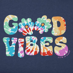 Toddler Good Vibes Tie Dye Type Short Sleeve Crusher Tee