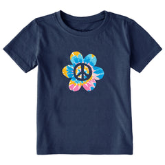 Toddler Peace Flower Tie Dye Short Sleeve Crusher Tee