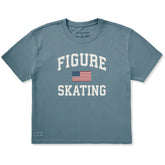 Women's Figure Skating Arch Short Sleeve Crusher Boxy Tee