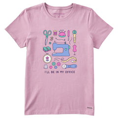 Women's I'll Be in My Office Sewing Short Sleeve Crusher Tee