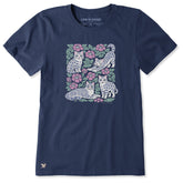 Women's Cats and Flowers Short Sleeve Tee