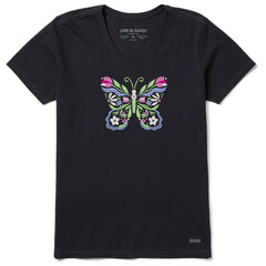 Women's Floral be the Butterfly Short Sleeve Vee