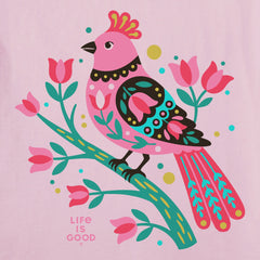 Women's Flower Bird Short Sleeve Crusher Tee